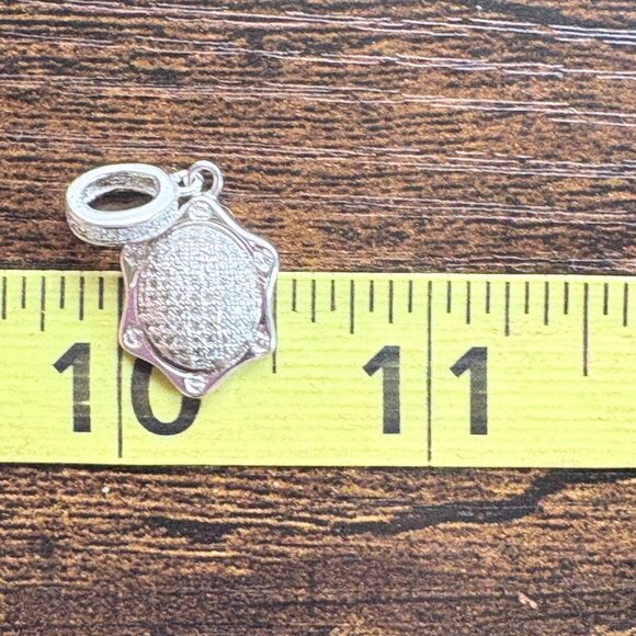 VTG Solid Sterling Silver 925 White Crystal Pavé Set Pendant Size 1" Length - Picture 10 of 11